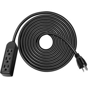 3-Outlet Extension Cord, 50ft., 120V Heavy Duty Power Strip, Power Cord, Black